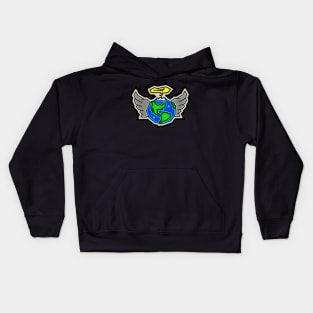 Planet Earth Angel with a Halo and Wings - Angelic Gaia - Earth Angel Kids Hoodie